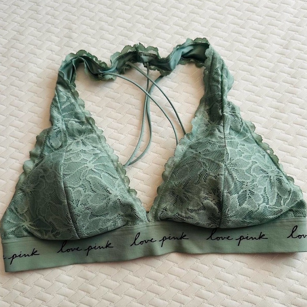 PINK Victoria's Secret Lace Bralette - Soft Green Size XL